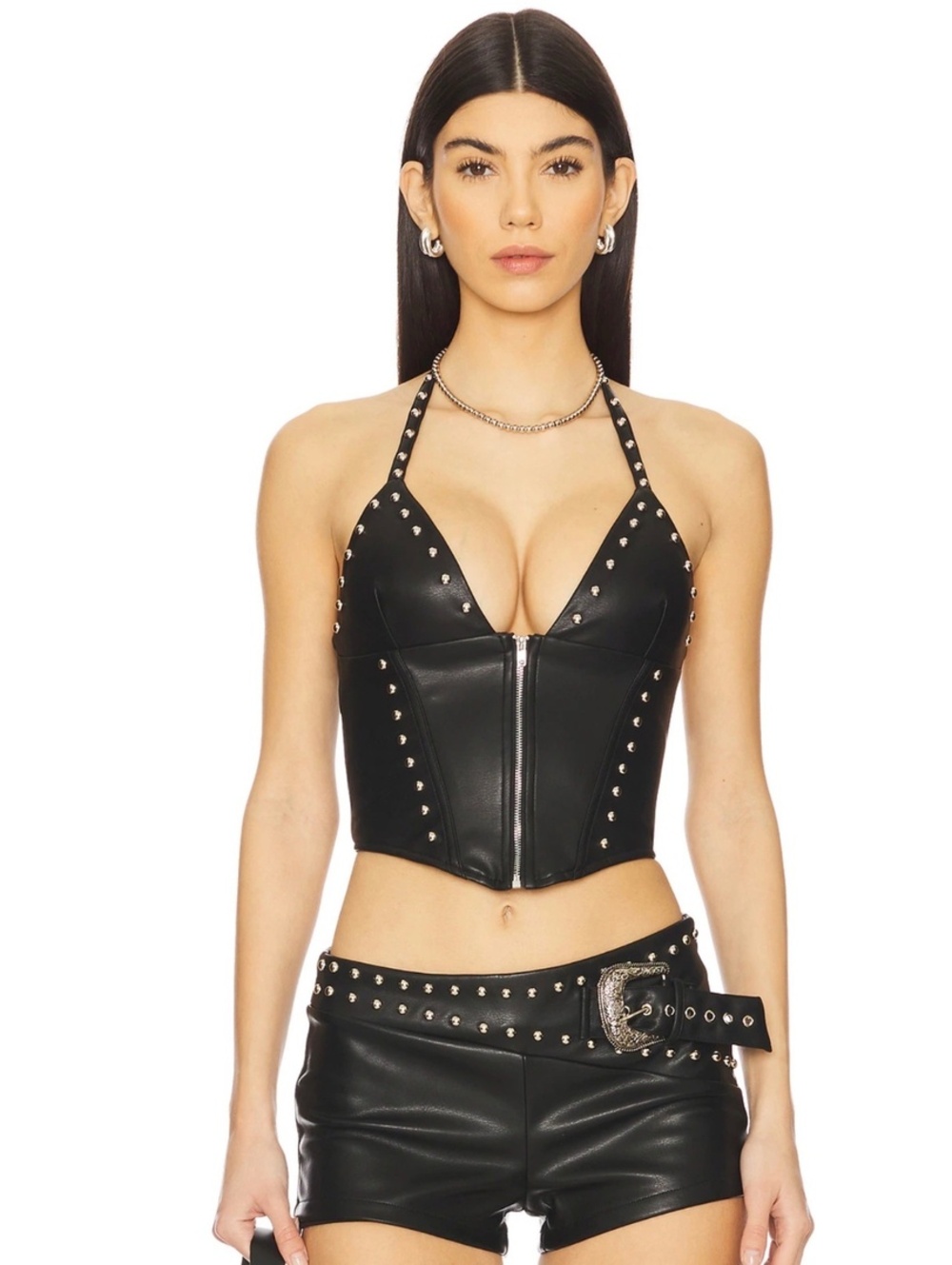 (Flaw) Melisa Faux Leather Top in Black SUPERDOWN $79 SEE NOTES